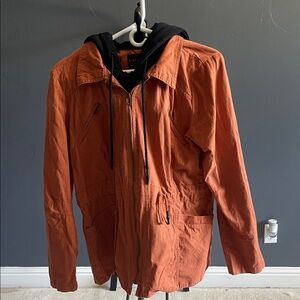 BB Dakota Men's Rust Orange Hooded Shirt Jacket